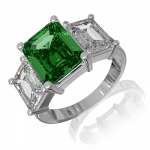 Green Crystal II Ring for Women | Womens Aesthetic & Stylish Silver Ring